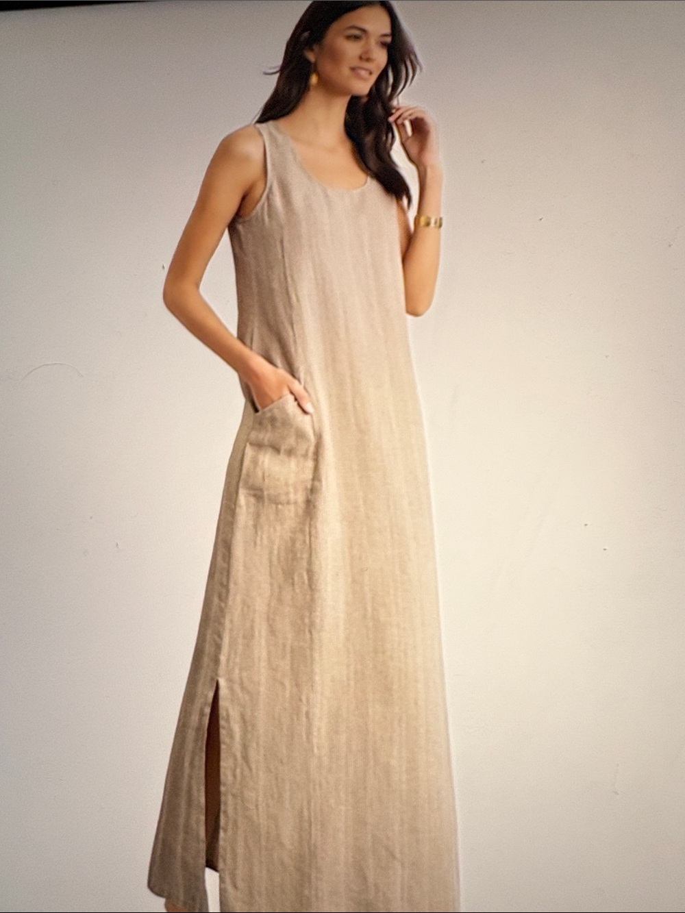 Garnet Hill Linen Tank Maxi Dress 0